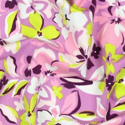 French Terry Blumen - pink / LIME