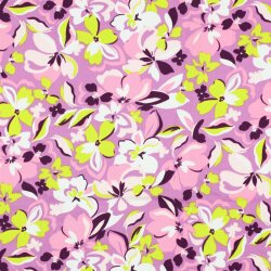 French Terry Blumen - pink / LIME