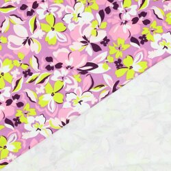 French Terry Blumen - pink / LIME