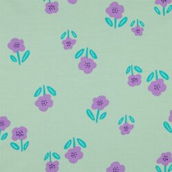 French Terry Blumen - mint