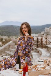 French Terry Blumen - lila / OCHRE
