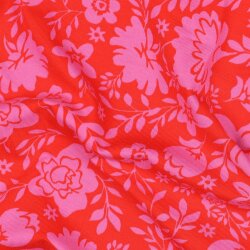 Baumwolljersey Blumen - rot