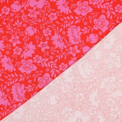 Baumwolljersey Blumen - rot