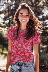 Baumwolljersey Blumen - rot