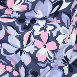 French Terry Blumen - blau  / PINK