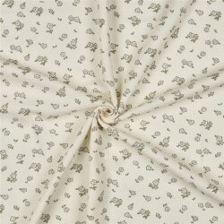 Waffeljersey Blumen - creme