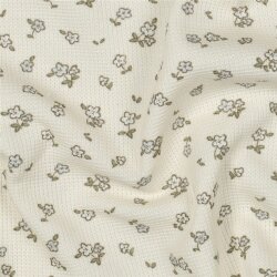 Waffeljersey Blumen - creme