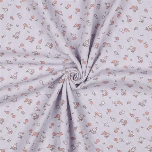 Waffeljersey Blumen - LAVENDER
