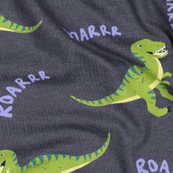 Baumwolljersey Dinos - indigo meliert