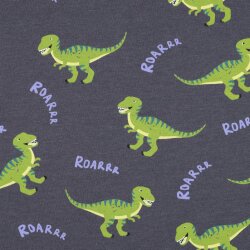 Baumwolljersey Dinos - indigo meliert