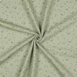 Waffeljersey Blumen - SAGE