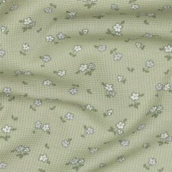 Waffeljersey Blumen - SAGE
