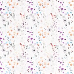 Interieurstoff  Digital Panama Aquarell Blumen - weiß