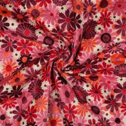 Steppstoff Rautenwaben Digital Blumen - pink