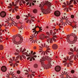 Steppstoff Rautenwaben Digital Blumen - pink
