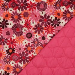 Steppstoff Rautenwaben Digital Blumen - pink