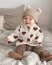 Teddystoff braune Herzen - creme