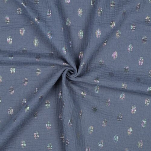 Musselin FOIL SPOTS - JEANS