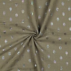 Musselin FOIL SPOTS - MOSS GREEN