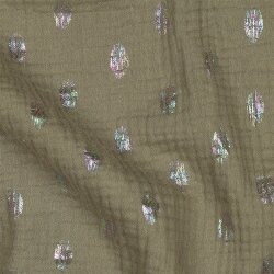 Musselin FOIL SPOTS - MOSS GREEN