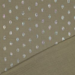 Musselin FOIL SPOTS - MOSS GREEN