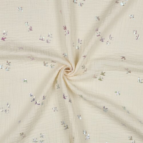 Musselin FOIL BIRDS - creme