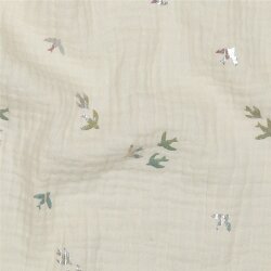 Musselin FOIL BIRDS - creme