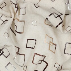 Leinen Viskose bronzene Quadrate  - creme