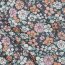 Feine Baumwollpopeline Bio~Organic Blumen - dunkelblau