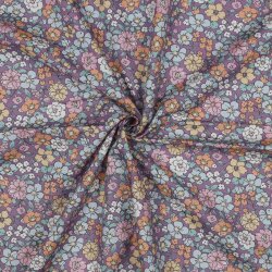 Feine Baumwollpopeline Bio~Organic Blumen - PURPLE