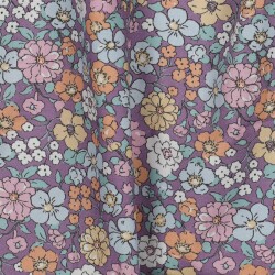 Feine Baumwollpopeline Bio~Organic Blumen - PURPLE