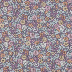 Feine Baumwollpopeline Bio~Organic Blumen - PURPLE