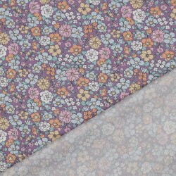 Feine Baumwollpopeline Bio~Organic Blumen - PURPLE