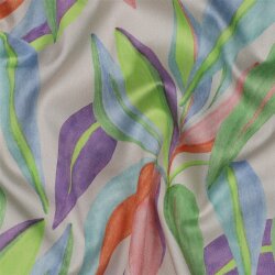 Baumwollsatin Digital LEAVES - creme