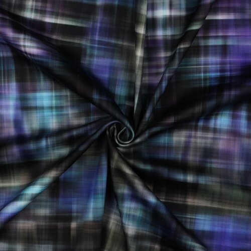 Baumwollsatin Digital CHECK - schwarz