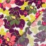 Baumwollsatin bunte Blüten - dunkellila/lachs