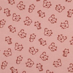 Baumwollflanell Katzen - softrosa