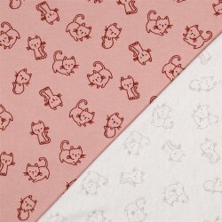 Baumwollflanell Katzen - softrosa
