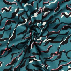 Baumwollsatin Tiere SKIN - PETROL