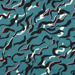 Baumwollsatin Tiere SKIN - PETROL