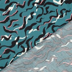 Baumwollsatin Tiere SKIN - PETROL