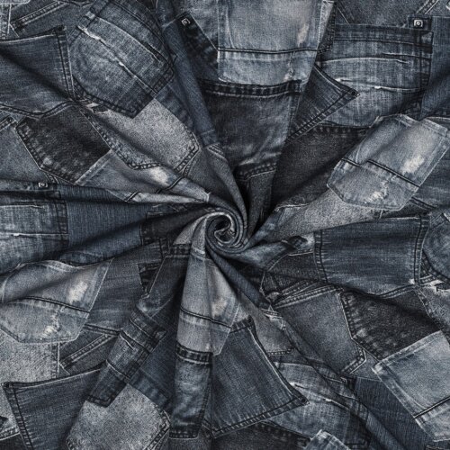 Baumwolljersey Digital Jeanshosentaschen - dunkelblau