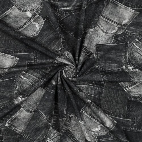 Baumwolljersey Digital Jeanshosentaschen - dunkelgrau