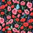 French Terry Digital Blumen - schwarz