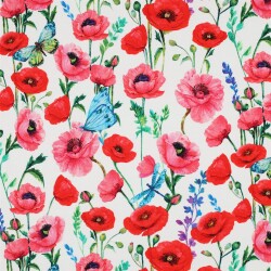 French Terry Digital Blumen - weiß