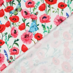 French Terry Digital Blumen - weiß