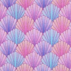 French Terry Digital SEASHELLS - lila
