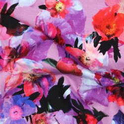French Terry Digital Blumen - lavendel
