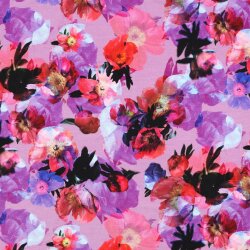 French Terry Digital Blumen - lavendel