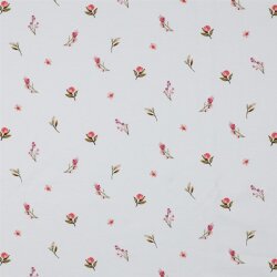 Baumwolljersey Digital Blumen - weiß